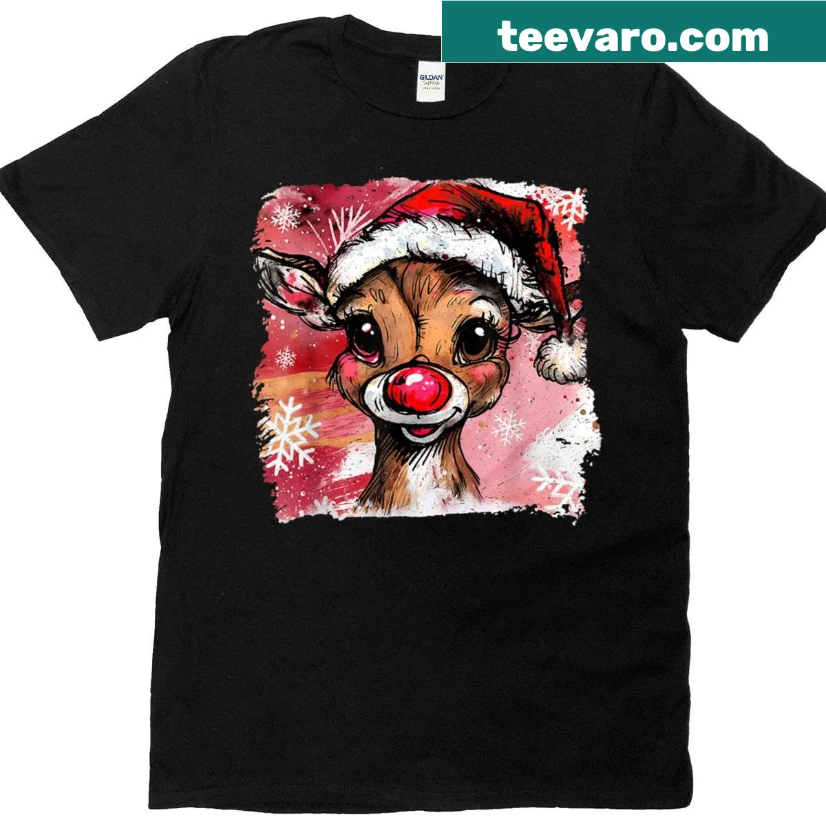 Cute Christmas T-shirt with reindeer and festive illustrations — on a men's t-shirt