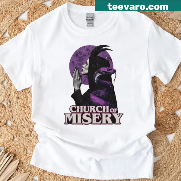 Distressed T-shirt featuring Church of Misery design