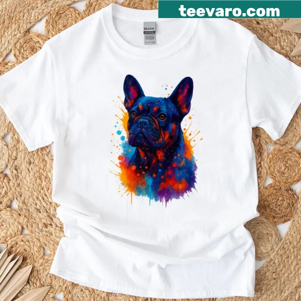 Funny illustration of a French Bulldog, adding humor to casual outfits.