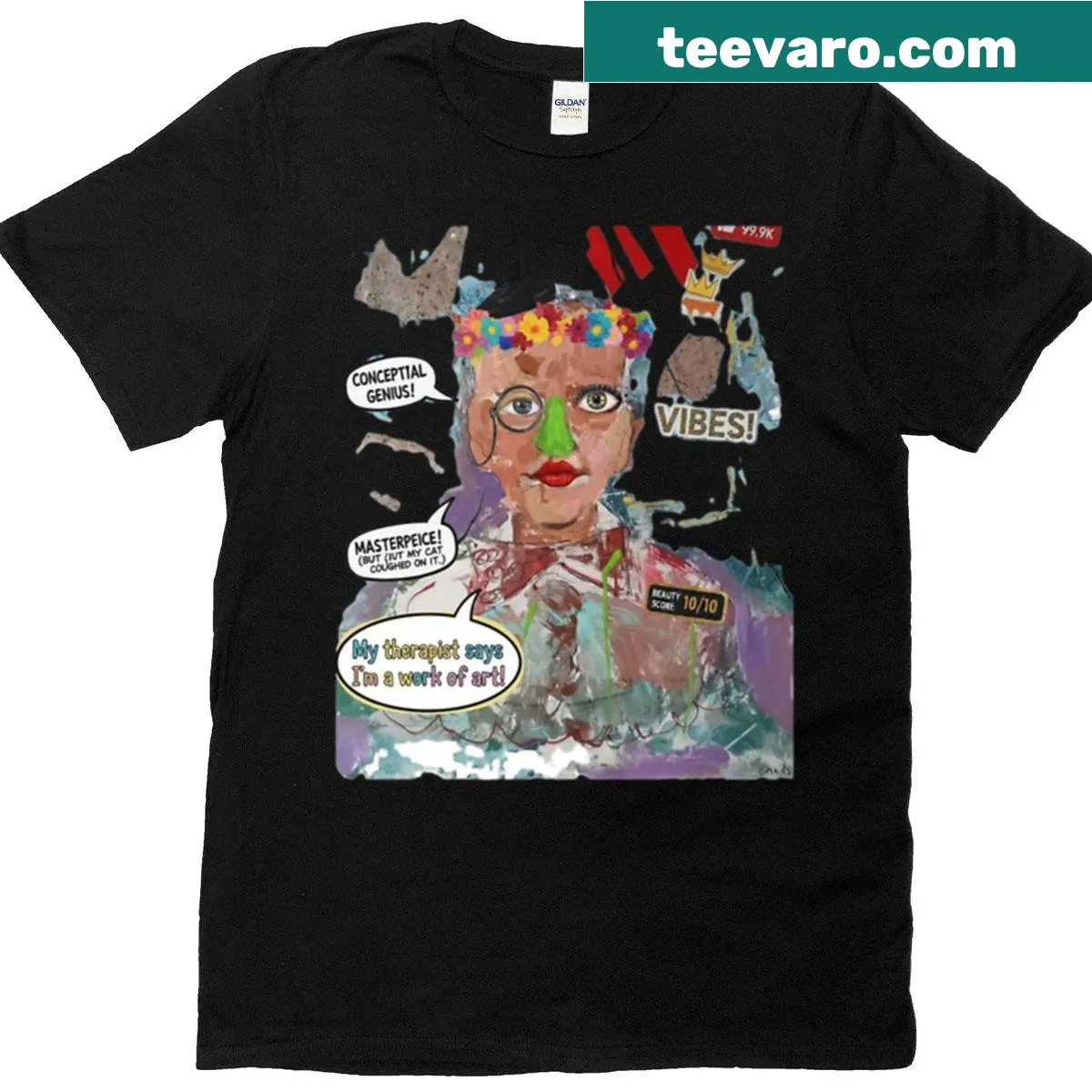 Abstract typography design on oversized creative T-shirt — on a men's t-shirt