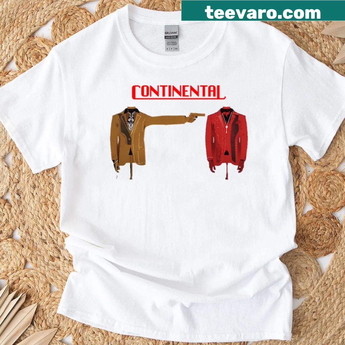 John Wick-themed graphic T-shirt featuring action elements — on a men's t-shirt