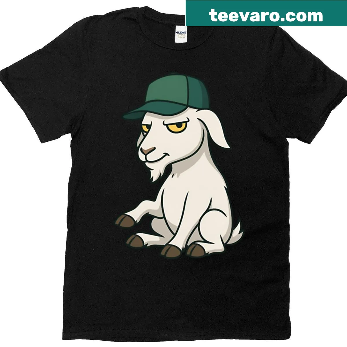 Cartoon T-shirt featuring a cool goat graphic — on a men's t-shirt