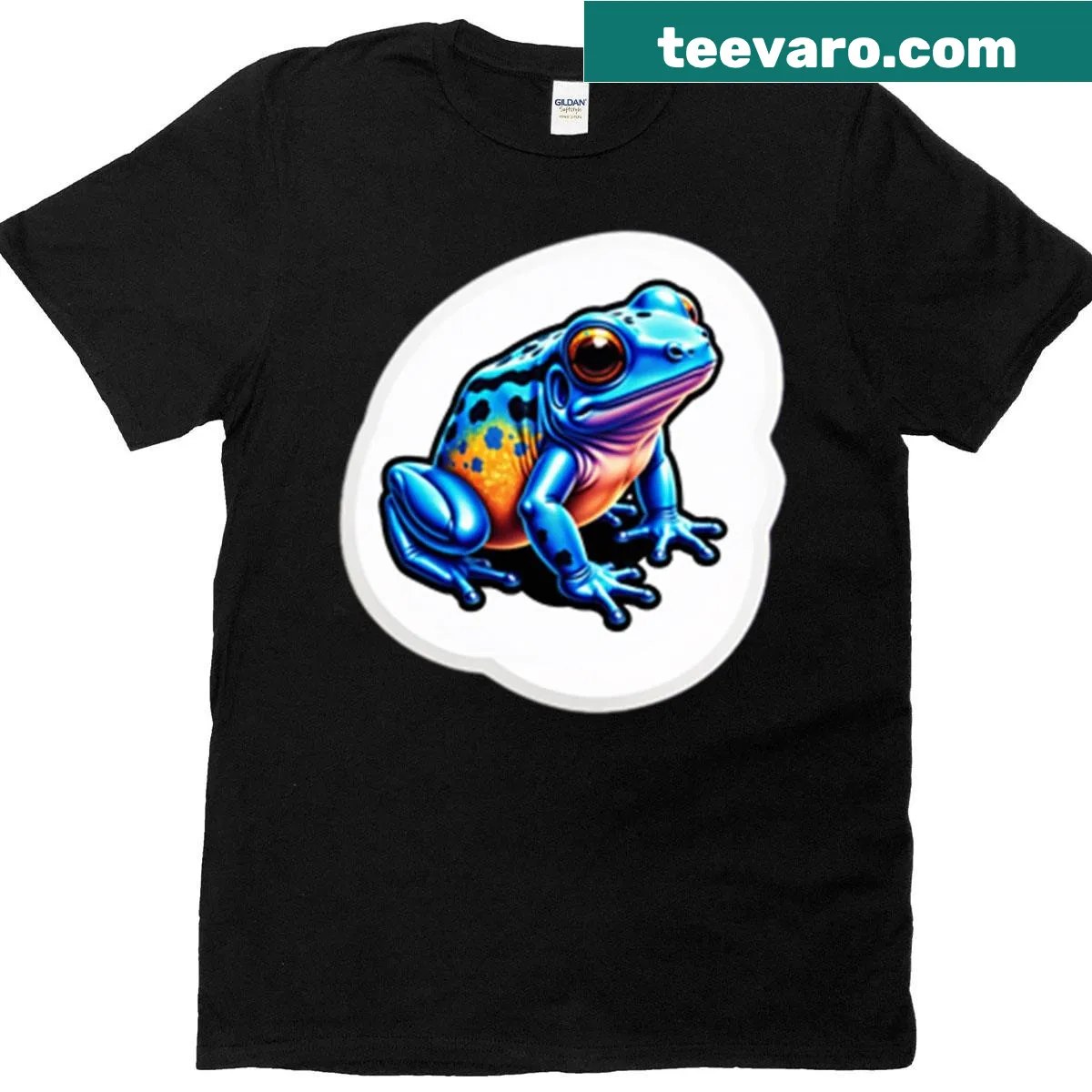 Realistic illustration of a poison dart frog on a T-shirt — on a men's t-shirt