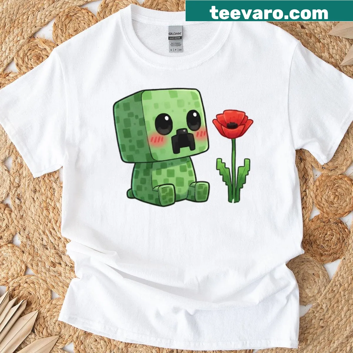 Minecraft T-shirt featuring Creeper character design — on a men's t-shirt