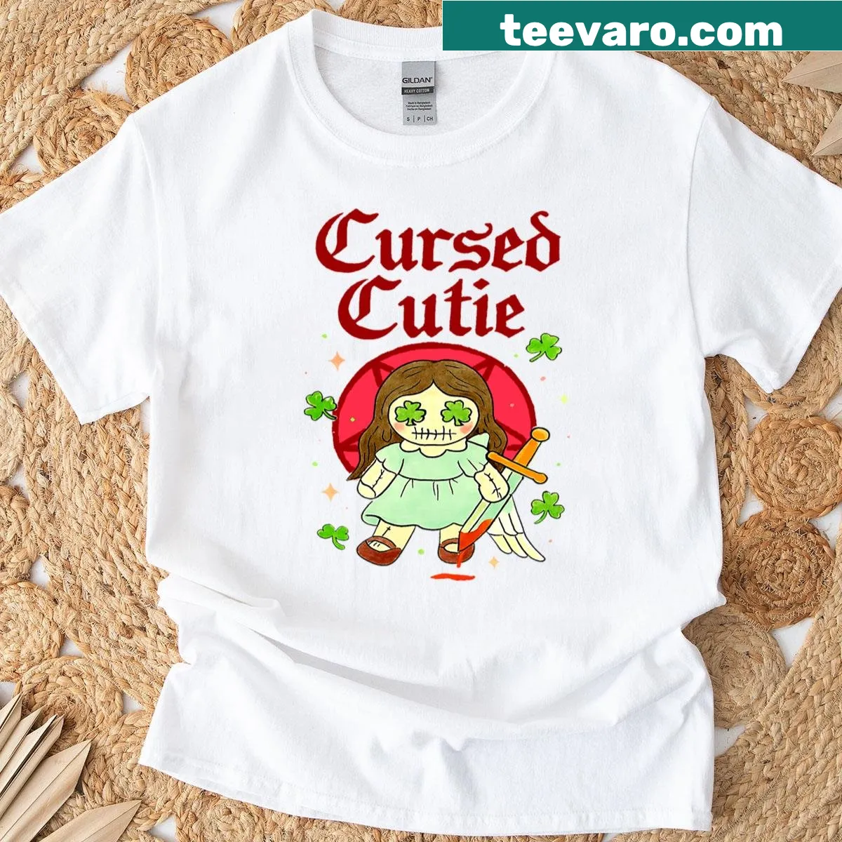 Cute T-shirt featuring a whimsical cursed character design — on a men's t-shirt