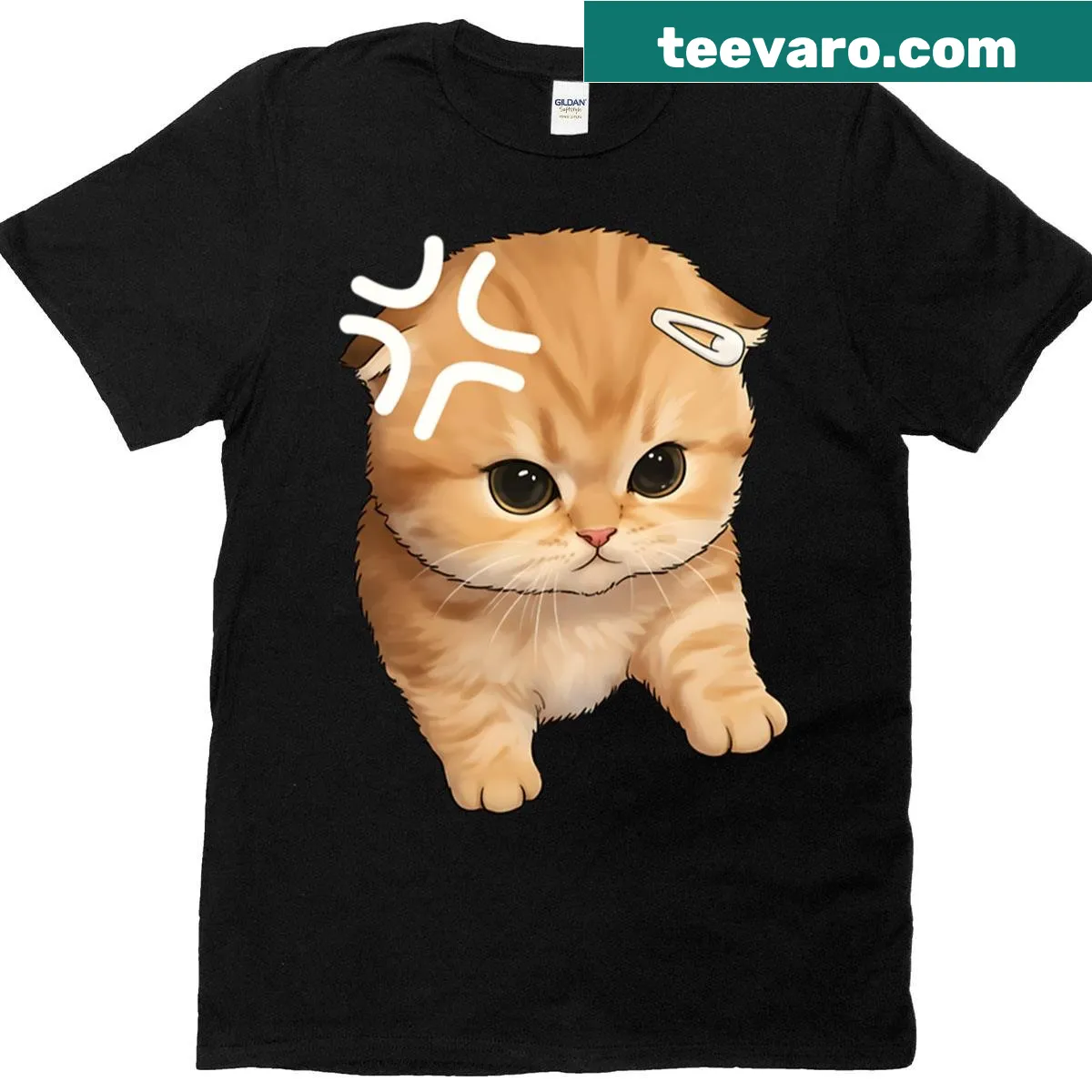 Oversized T-shirt featuring a cute angry kitten meme — on a men's t-shirt