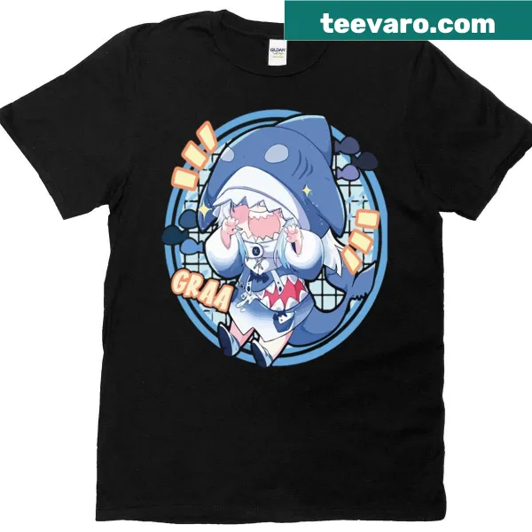 Cute illustration of Gawr Gura on a T-shirt