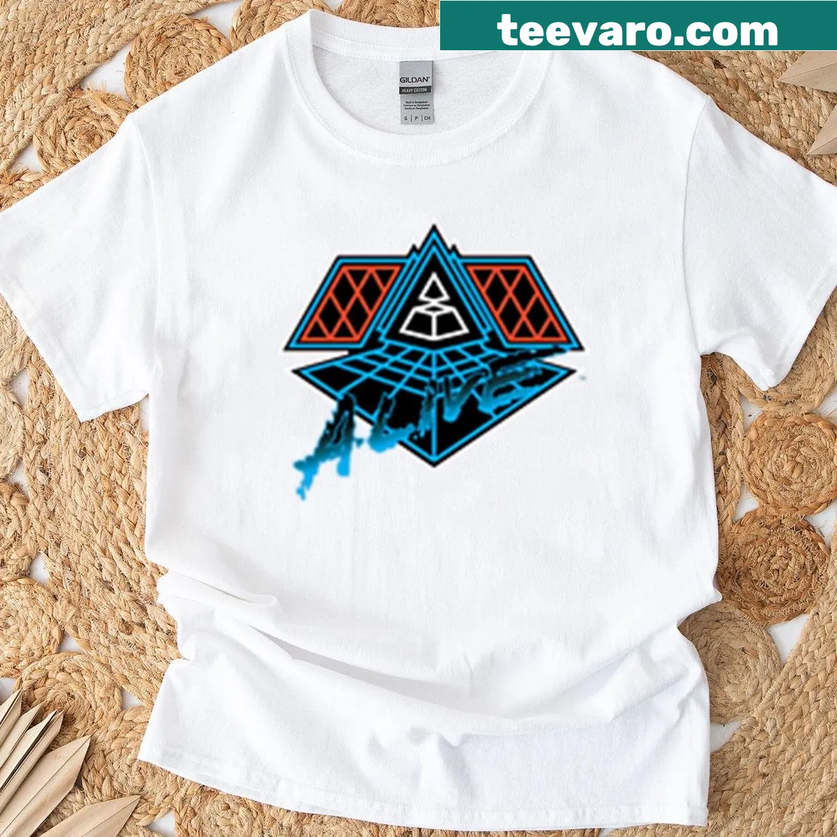 Daft Punk Alive 2007 lyrics graphic T-shirt — on a men's t-shirt