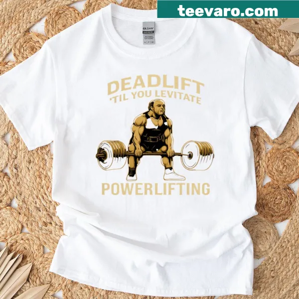 Motivational power lifting T-shirt with bold typography