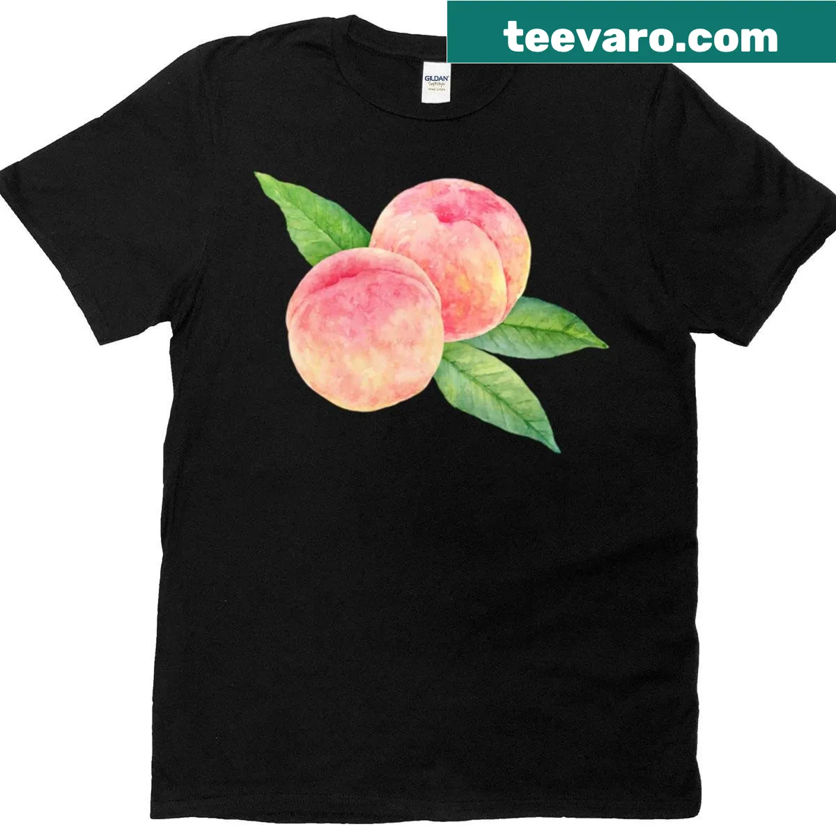Delicate watercolor peach graphic T-shirt — on a men's t-shirt