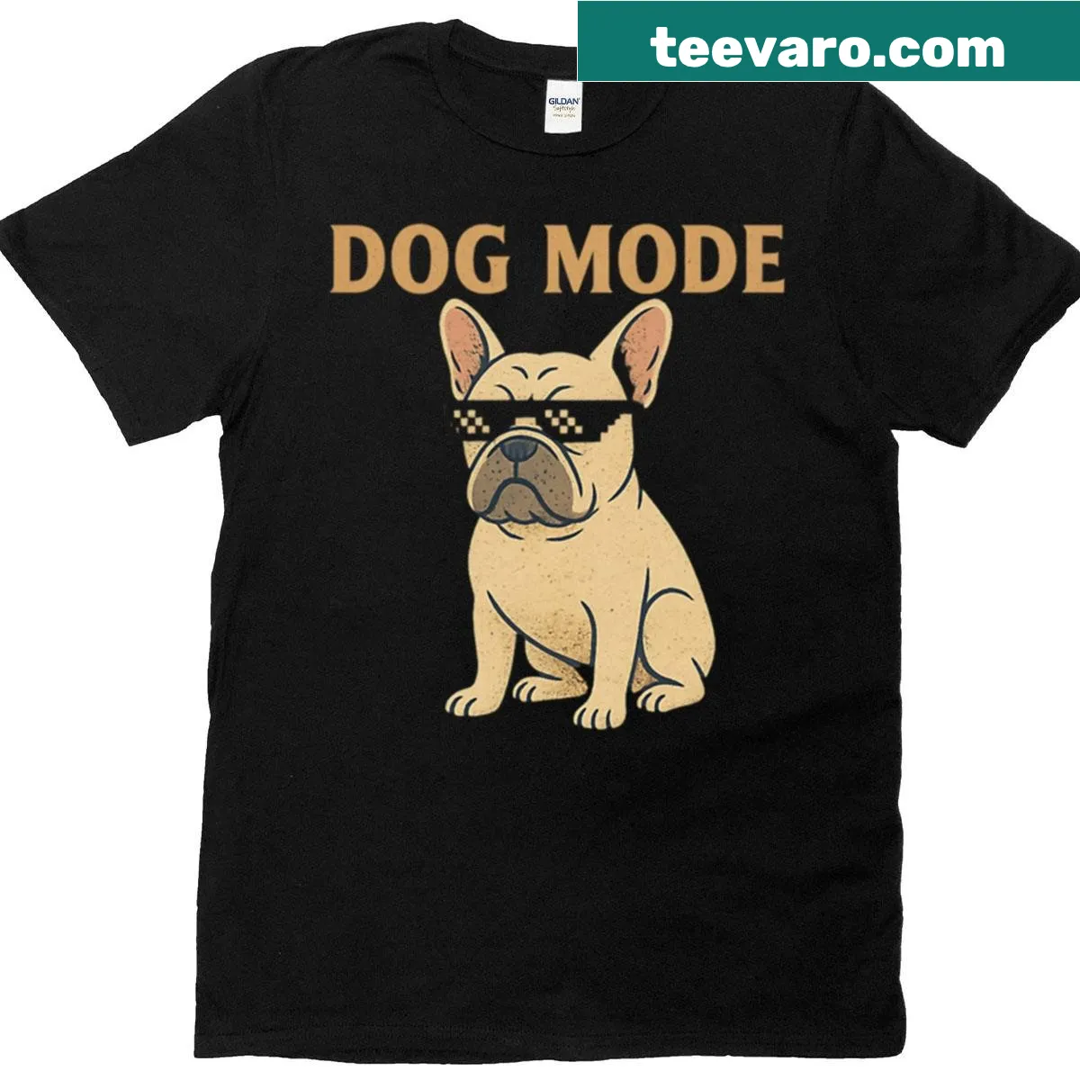 T-shirt with playful 'Dog Mode' text — on a men's t-shirt