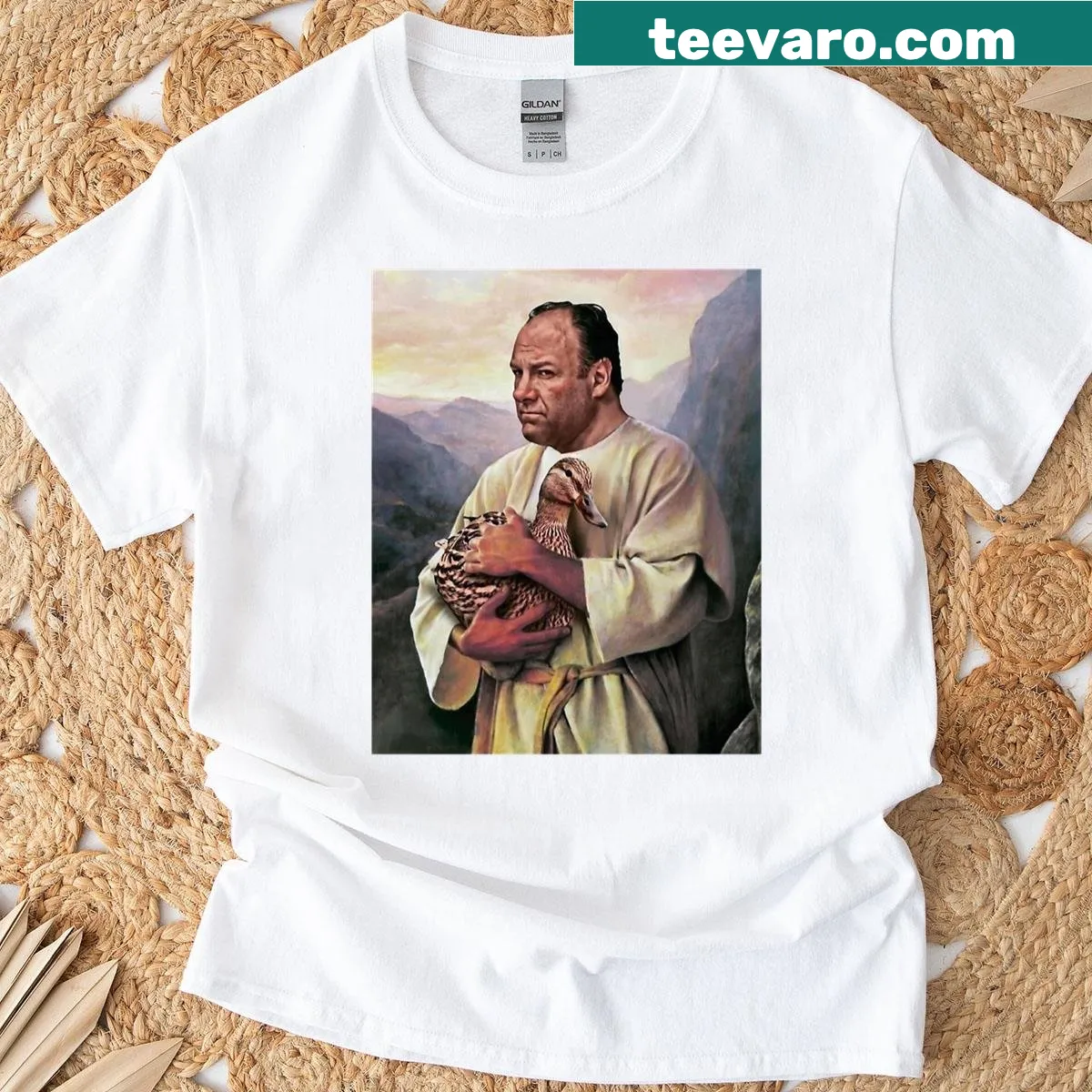 Funny Tony Soprano duck graphic T-shirt. — on a men's t-shirt