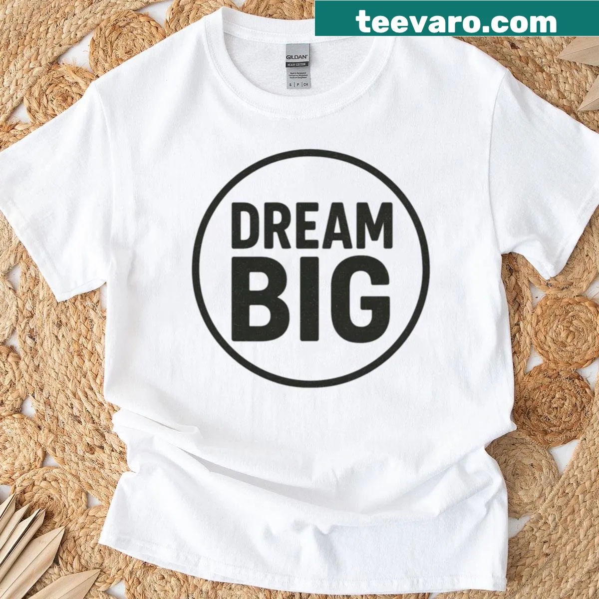 Minimalist T-shirt featuring the motivational phrase 'Dream Big' in typography — on a men's t-shirt