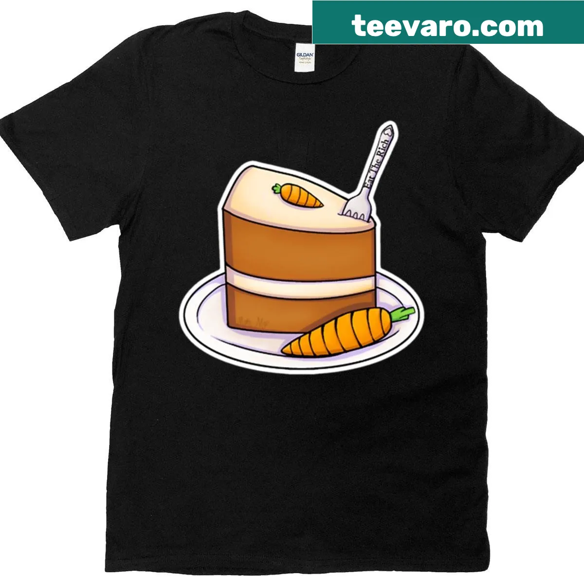T-shirt featuring 'Eat The Rich' cake illustration promoting equality — on a men's t-shirt