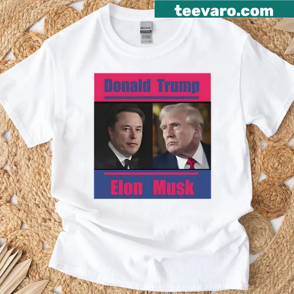 Funny graphic T-shirt featuring Elon Musk and Donald Trump.