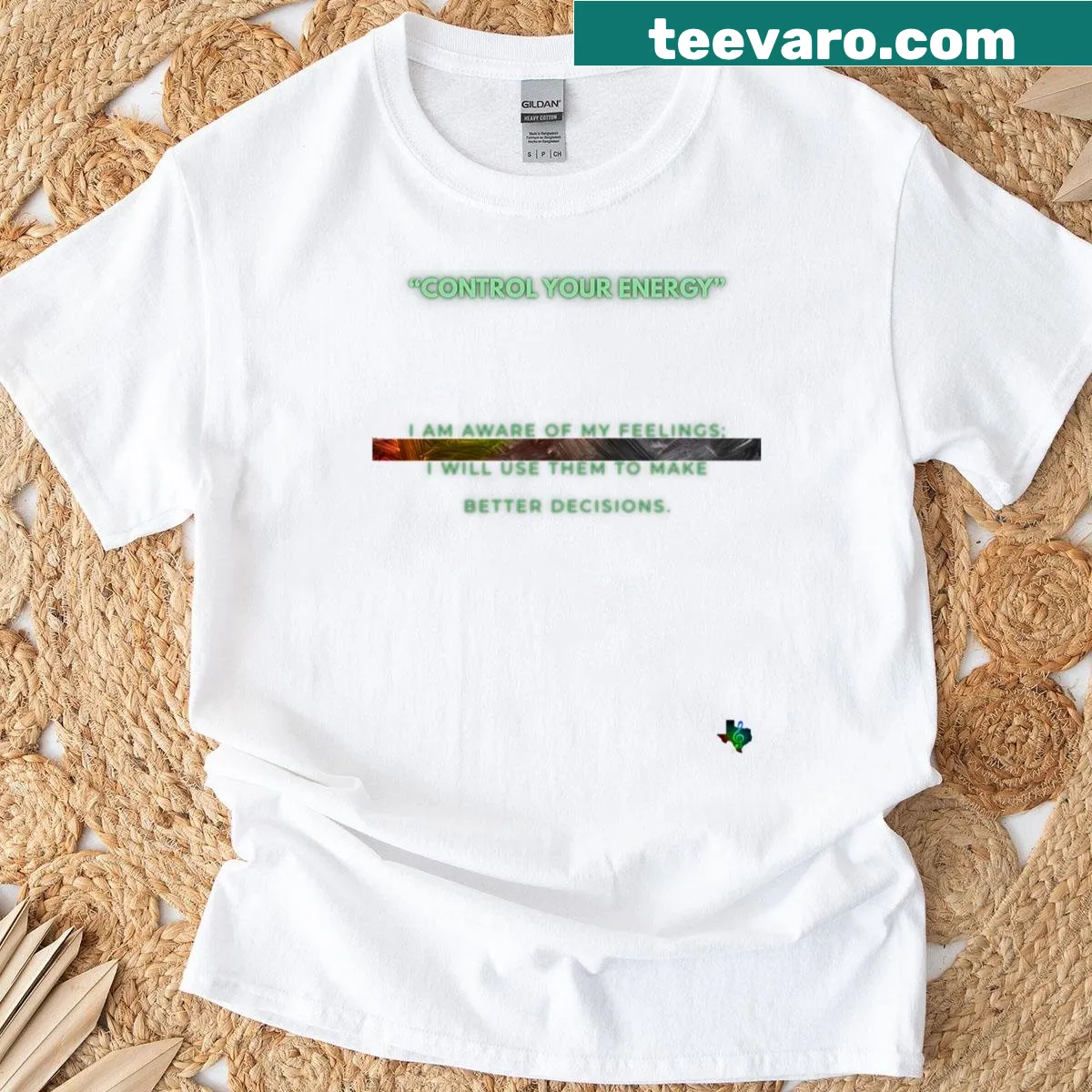Inspirational typography design promoting emotional focus and energy control. — on a men's t-shirt