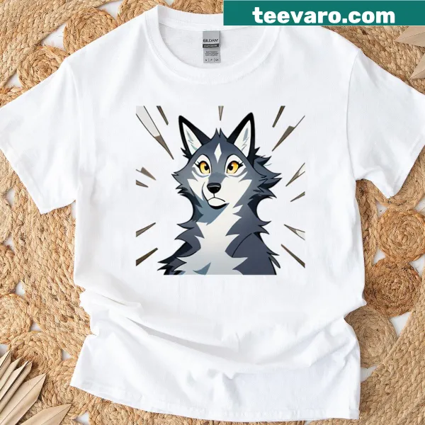 Oversized t-shirt with expressive anime wolf face graphic