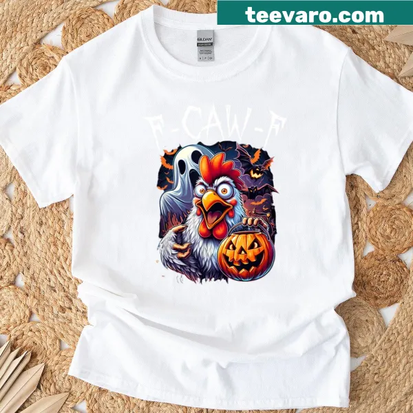 Funny Halloween T-shirt with chicken scream graphic