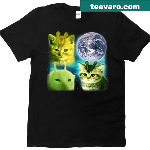 Funny t-shirt with alien cats graphic