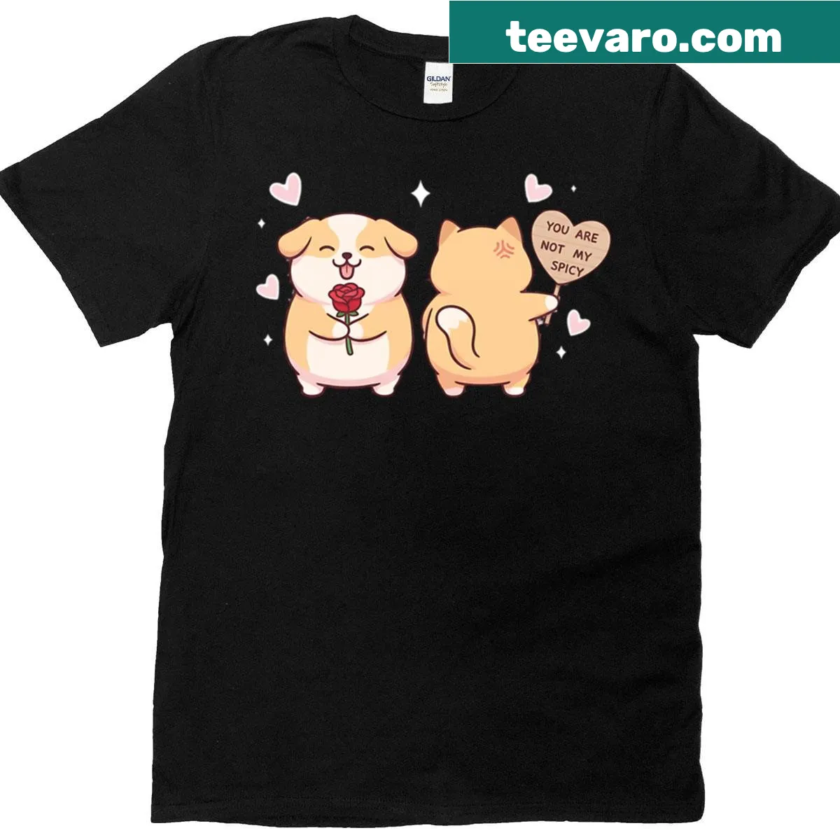 Chibi cat graphic with rejection message for Valentine’s Day — on a men's t-shirt