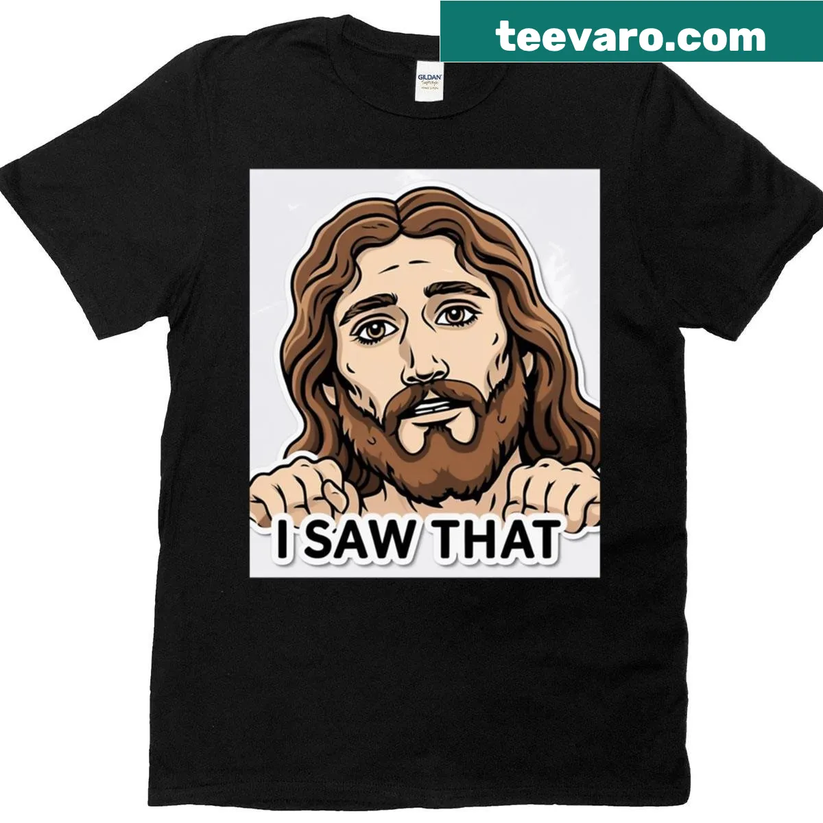 Funny Jesus meme graphic T-shirt for Christians — on a men's t-shirt