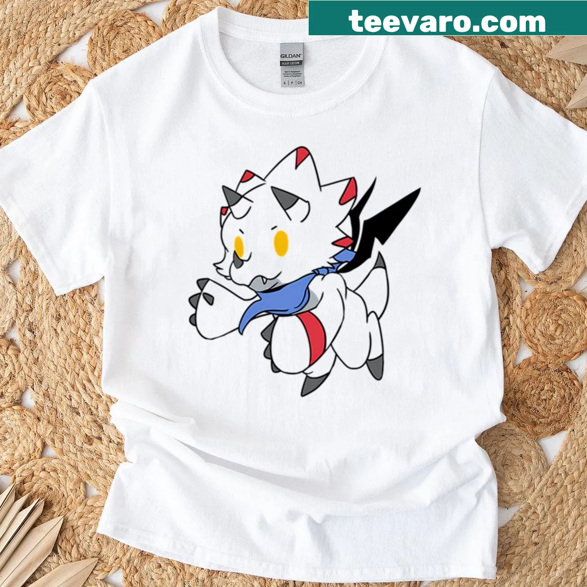 Cute cartoon Gammamon character printed on a kids' t-shirt — on a men's t-shirt