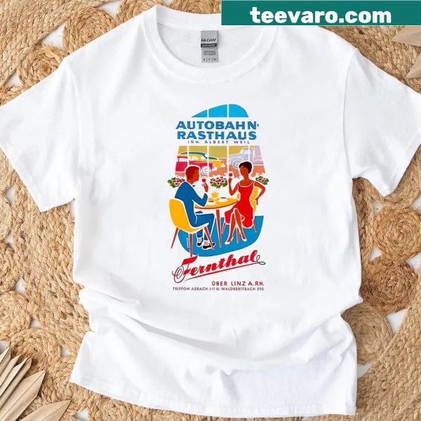 Vintage-style German motel sign T-shirt with a nostalgic graphic
