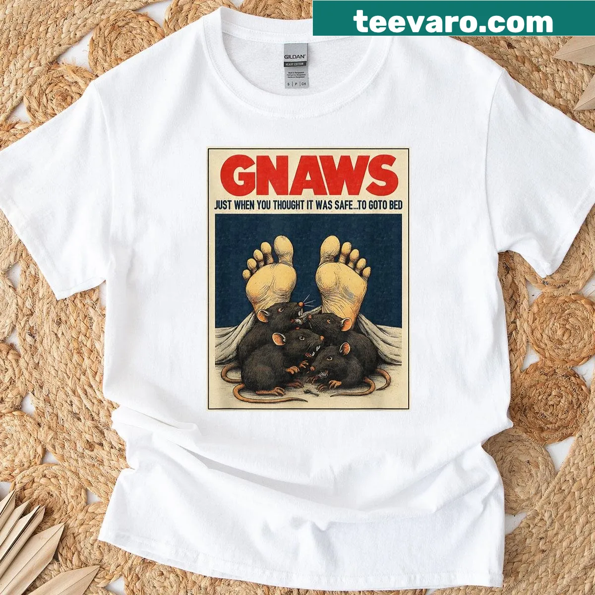 T-shirt with parody graphic inspired by cult horror films — on a men's t-shirt