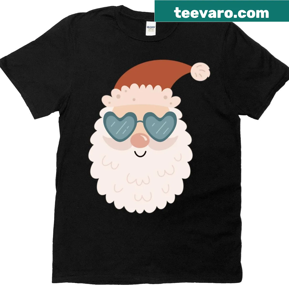Cute holiday T-shirt featuring a groovy Santa Claus illustration — on a men's t-shirt