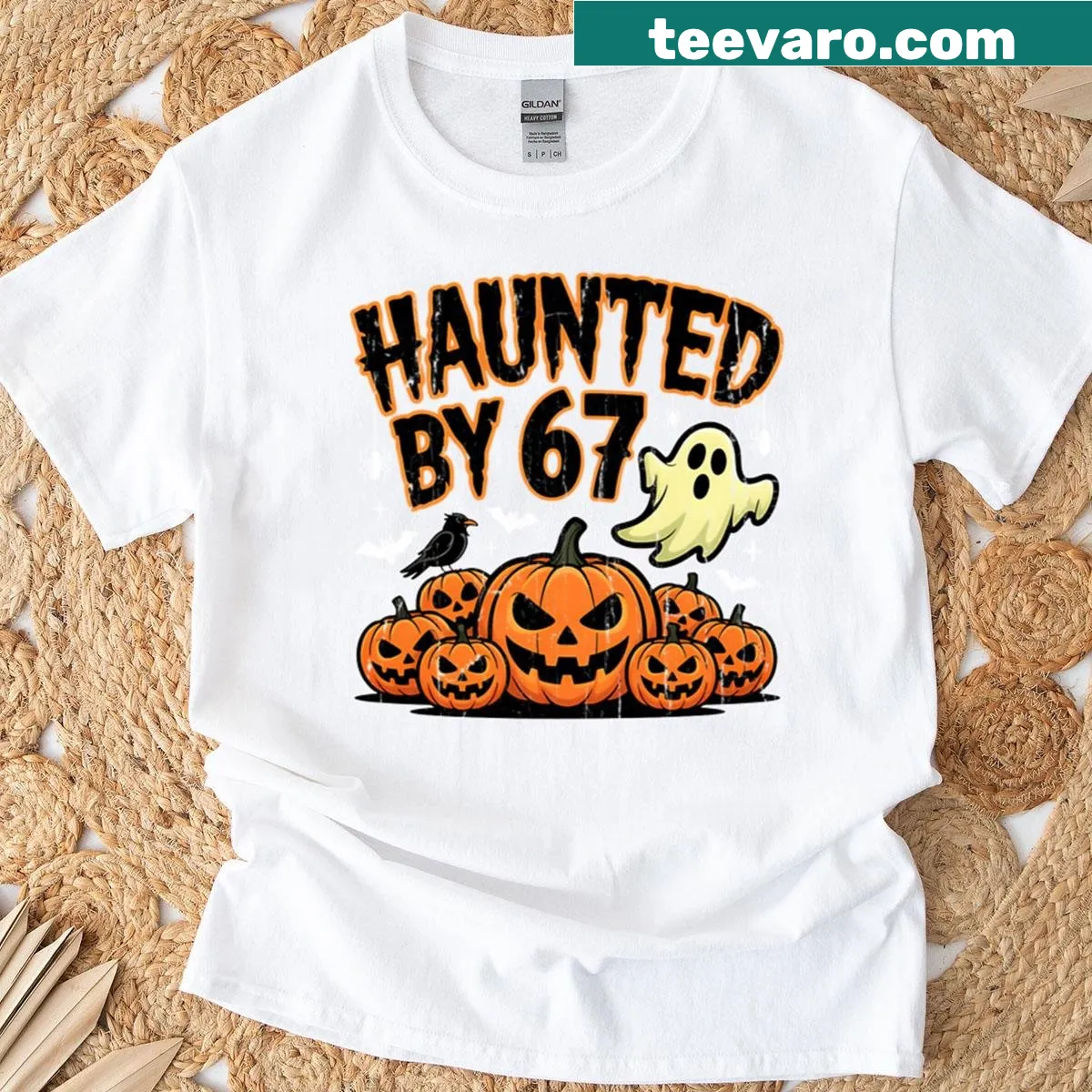 Spooky Halloween-themed t-shirt featuring a haunted design — on a men's t-shirt
