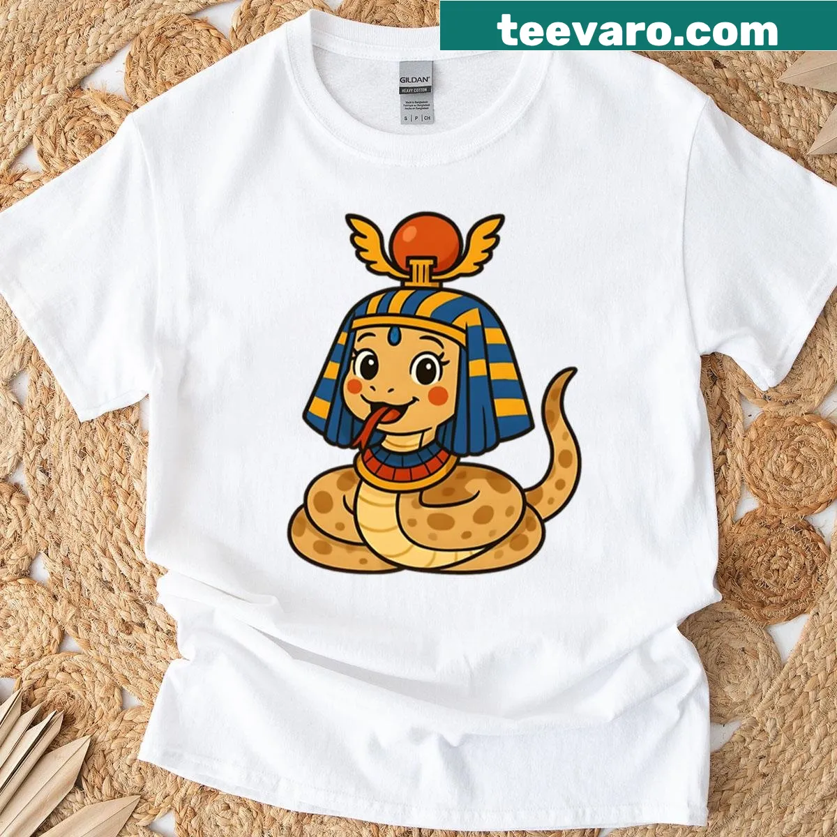 Illustrative T-shirt depicting Hissis, the Serpent Goddess — on a men's t-shirt