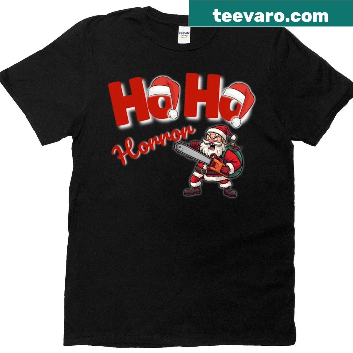 Dark holiday pun graphic on oversized shirt — on a men's t-shirt