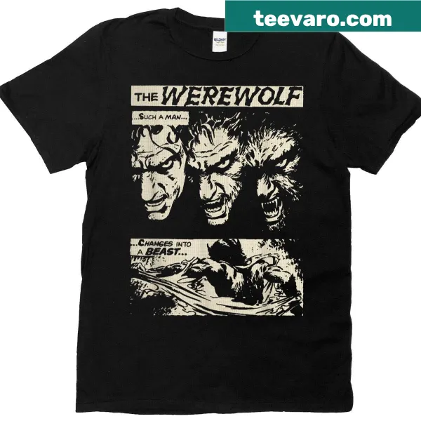 Vintage werewolf graphic t-shirt inspired by horror comics