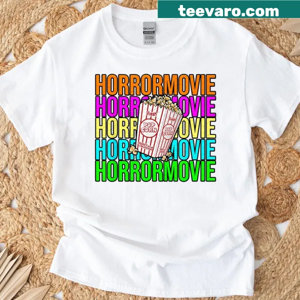 Funny horror movie lover T-shirt with popcorn design