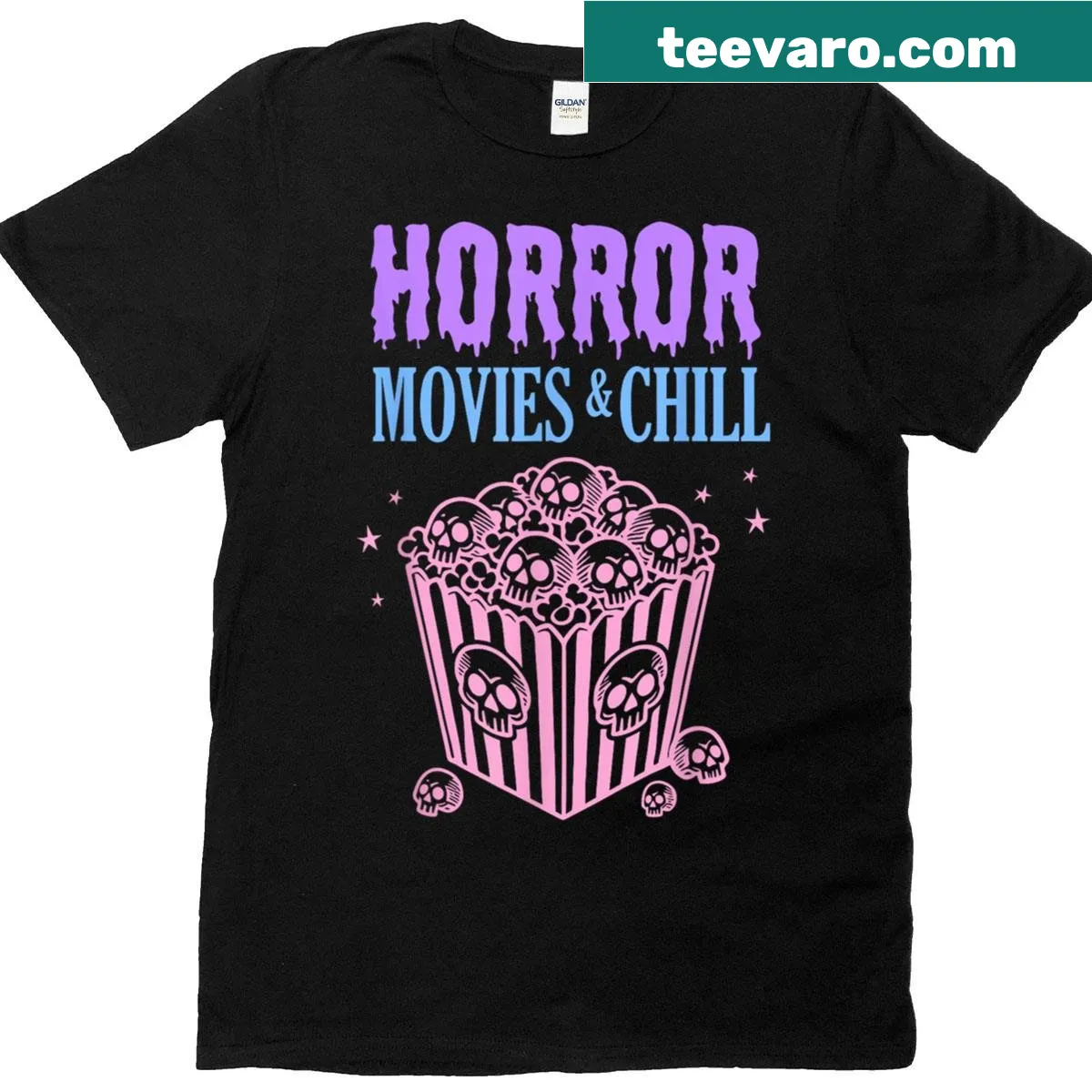 Funny horror movies chill graphic t-shirt — on a men's t-shirt