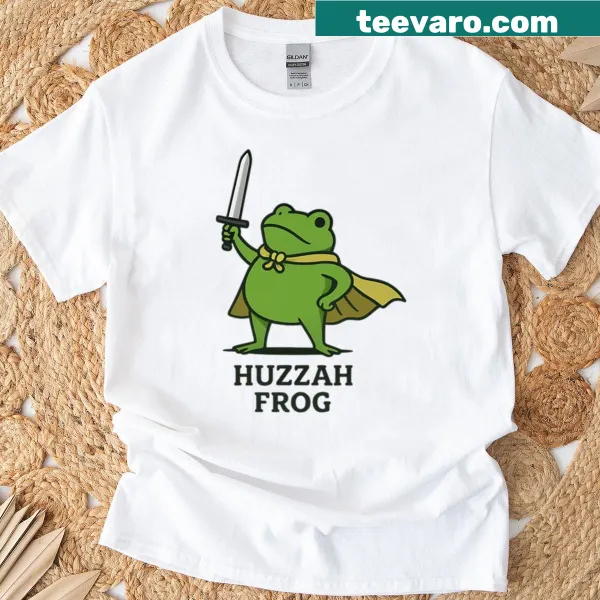 Playful animated frog graphic on a t-shirt