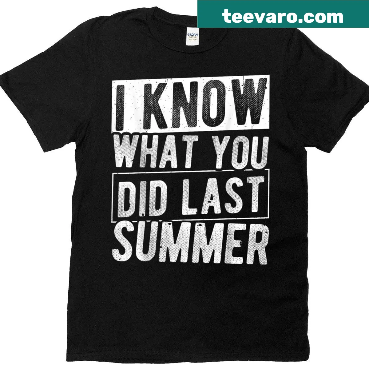 90s horror movie T-shirt featuring memorable quote — on a men's t-shirt