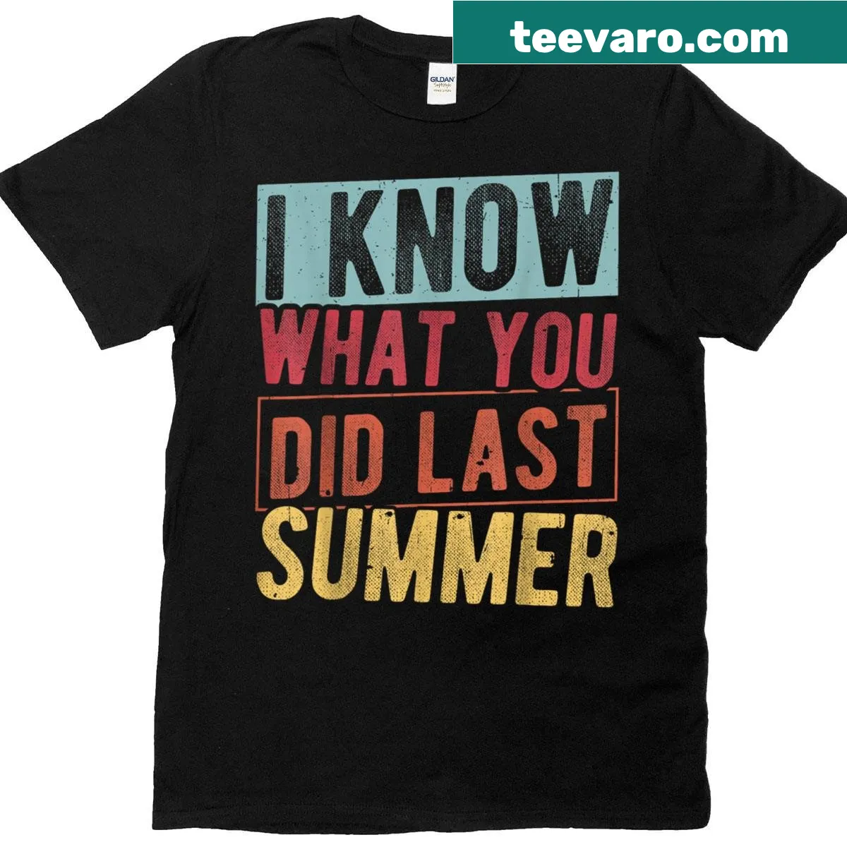 Vintage-style T-shirt referencing 'I Know What You Did Last Summer' — on a men's t-shirt