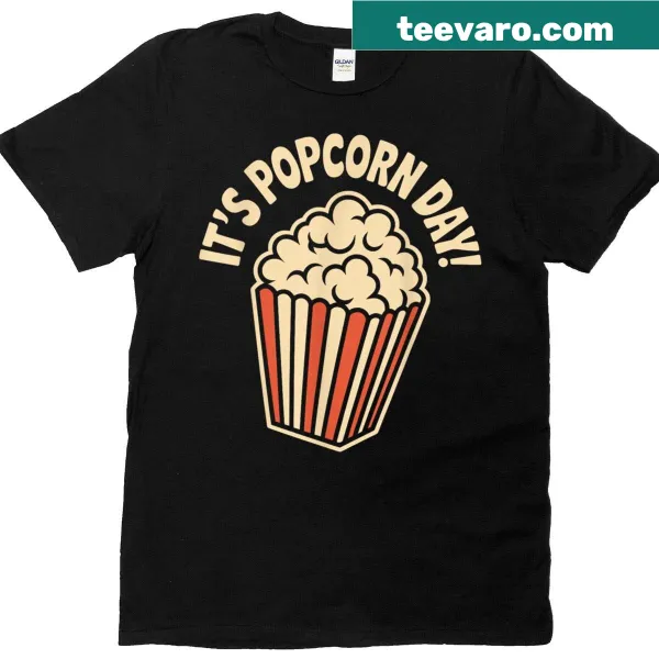 Fun popcorn graphic for movie night on T-shirt
