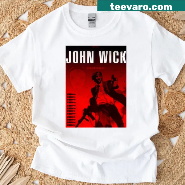 Minimalist artwork of John Wick on a stylish t-shirt.