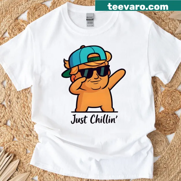 Playful dab graphic with the phrase 'Just Chillin'' on a t-shirt
