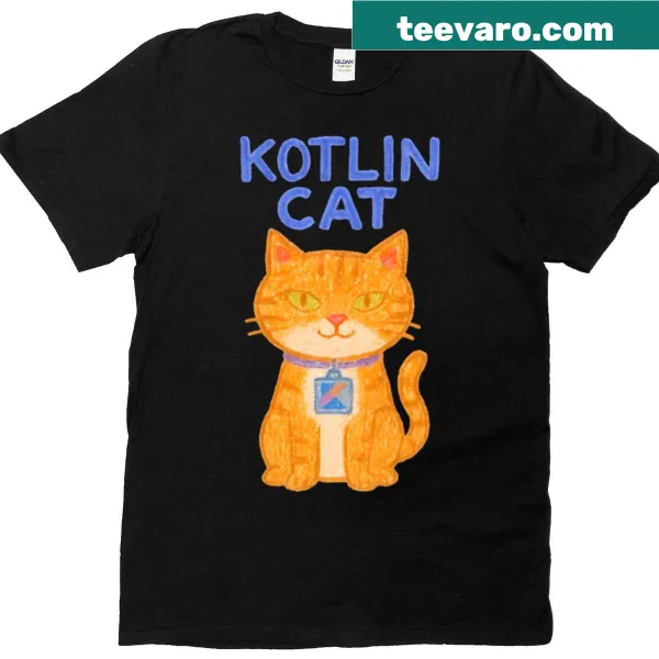 Illustration of a ginger cat wearing glasses, themed for Kotlin programmers