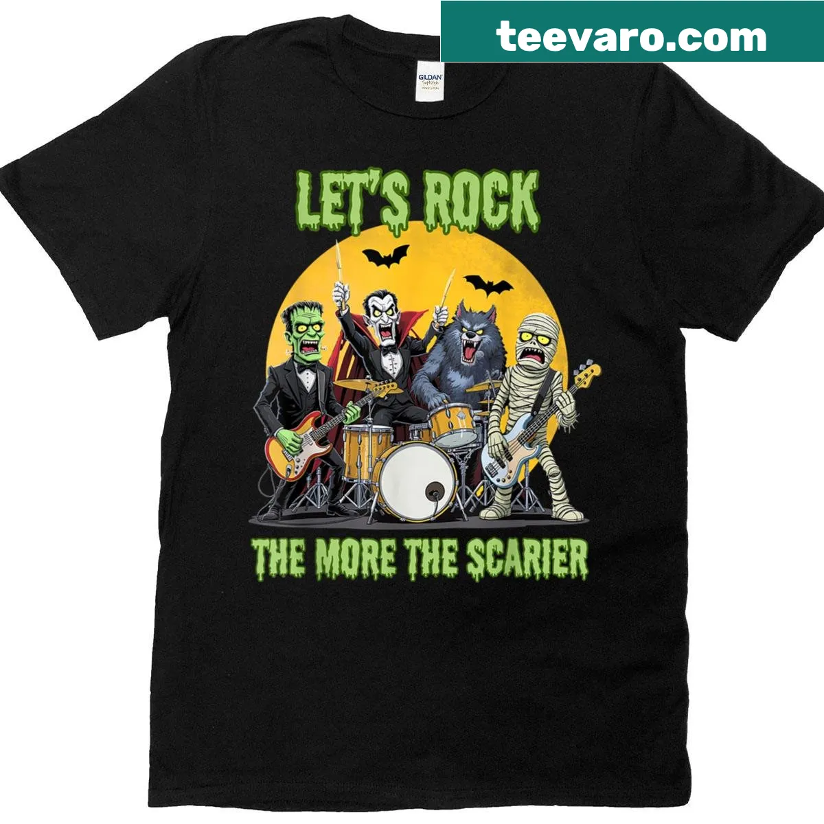 Halloween t-shirt with fun typography about scary monsters — on a men's t-shirt