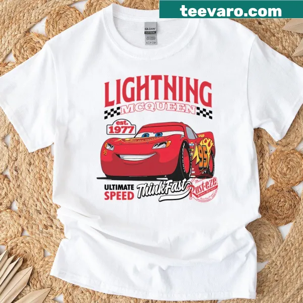 Lightning McQueen graphic t-shirt honoring the iconic race car.