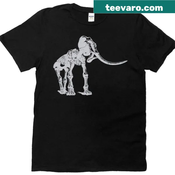 Illustration of a mastodon skeleton on T-shirt
