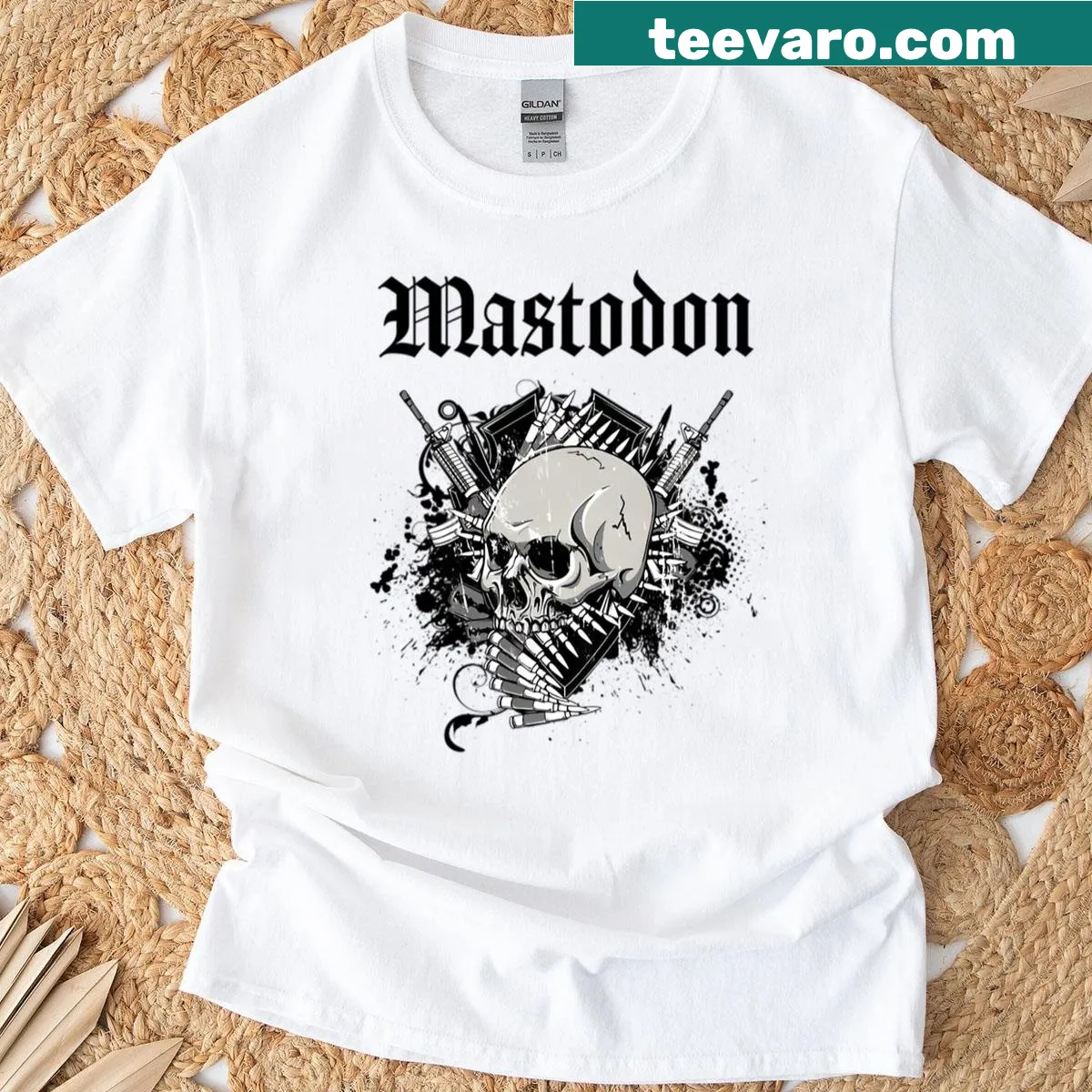 Vintage-style Mastodon graphic t-shirt for fans. — on a men's t-shirt