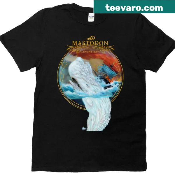 Mastodon Leviathan album themed t-shirt with striking artwork.