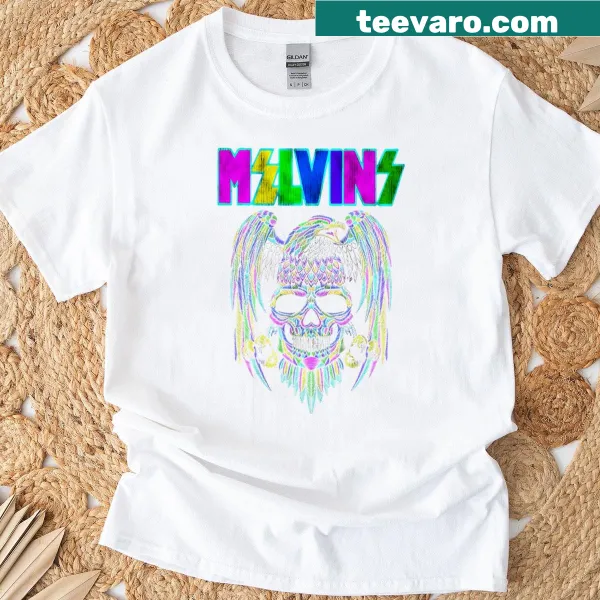 Vintage-style t-shirt featuring the Melvins band logo in distressed print