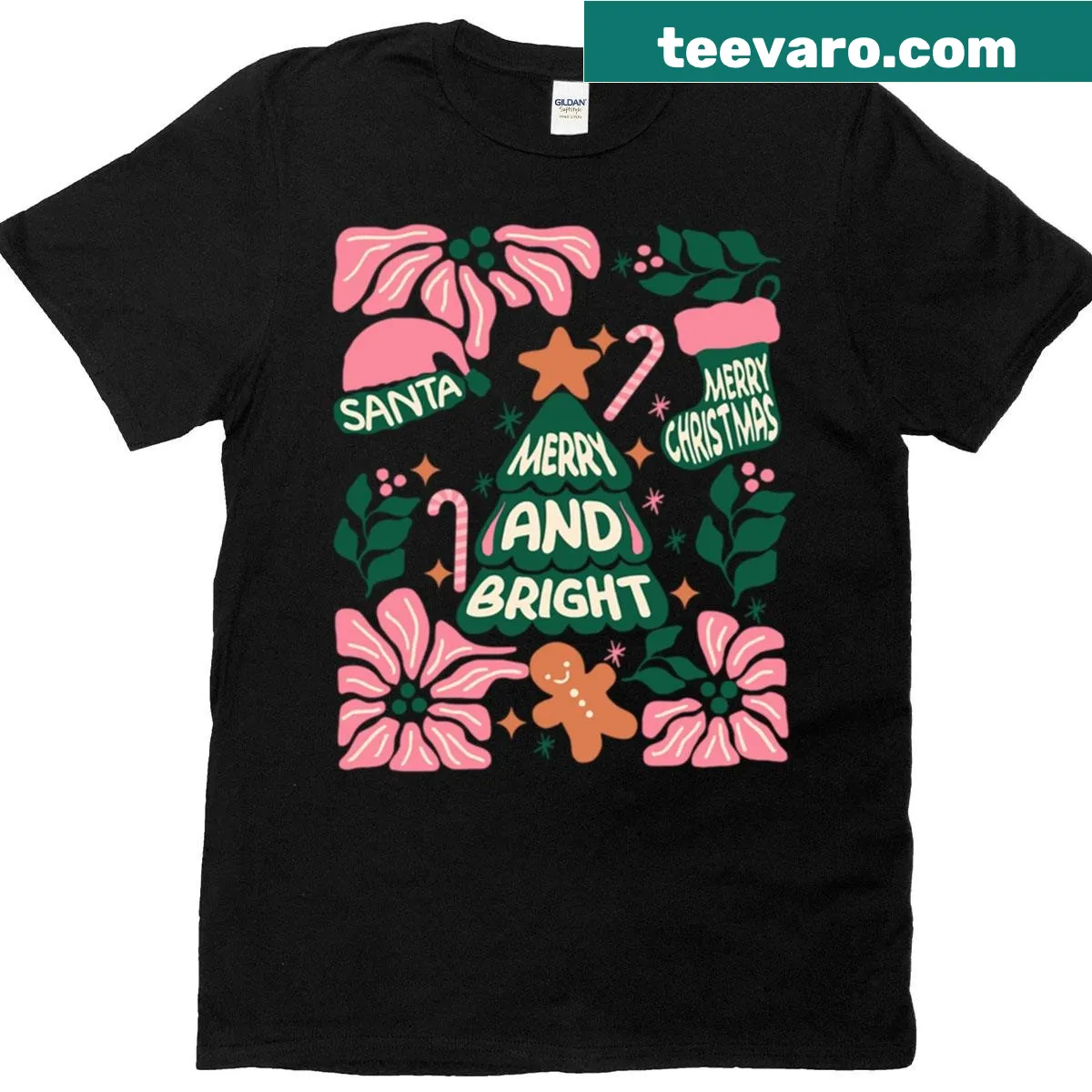 Hand-drawn Christmas shirt with a merry message — on a men's t-shirt
