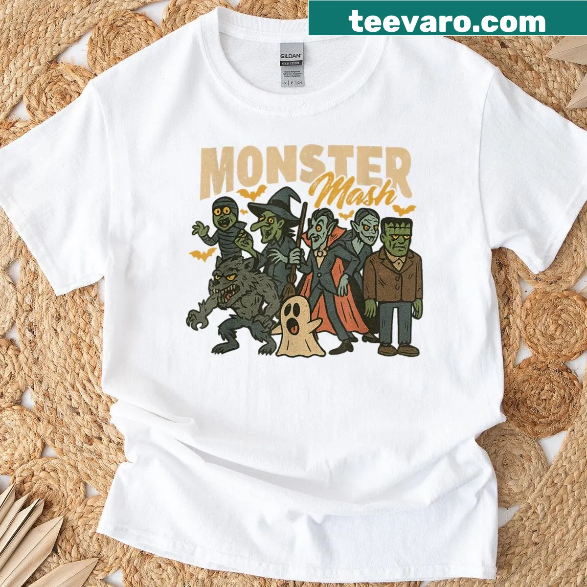 Vintage vampire graphic on a spooky season t-shirt — on a men's t-shirt